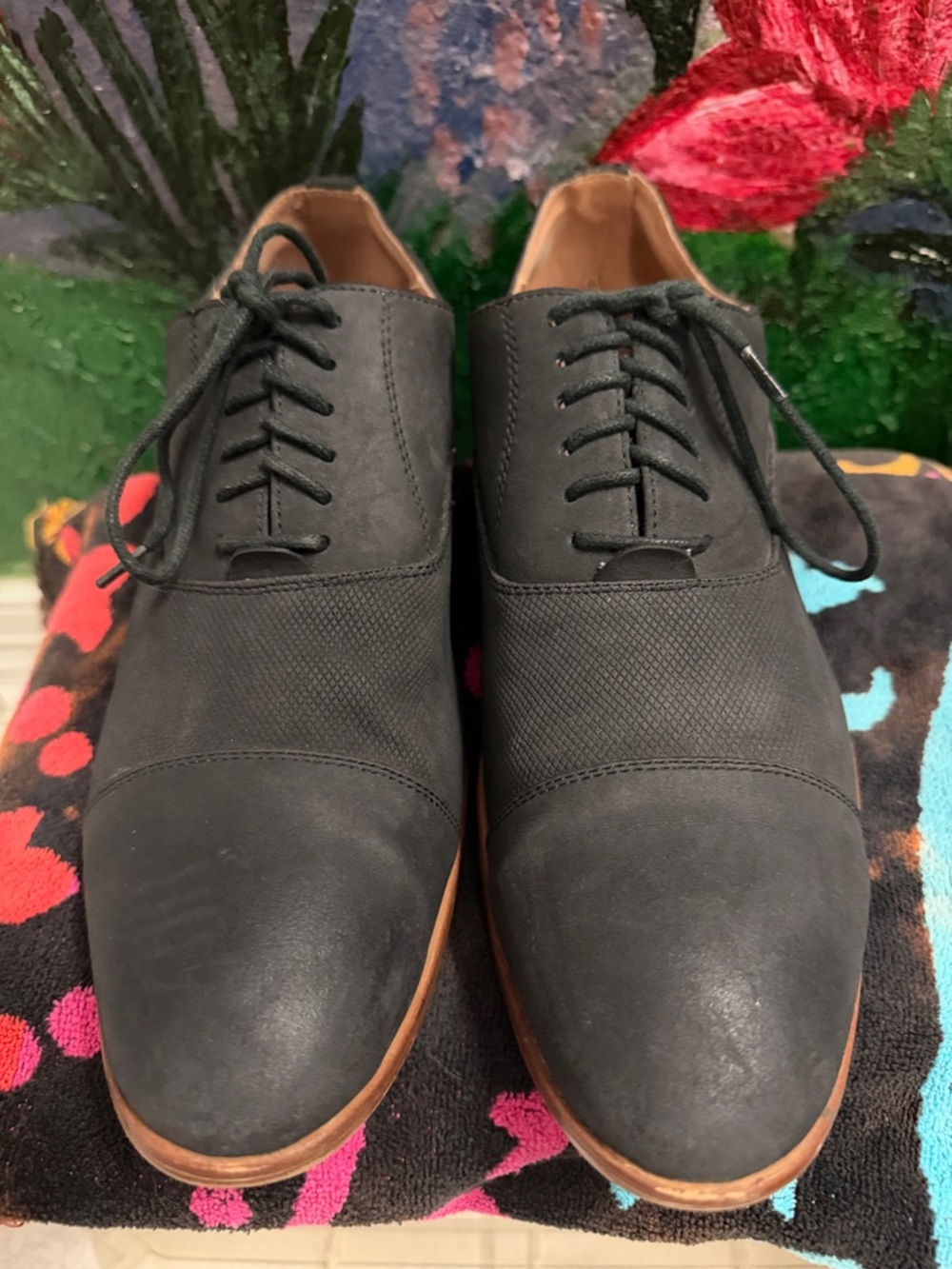 Madden Men's Black Lace-Up Cap-Toe Oxford Shoes